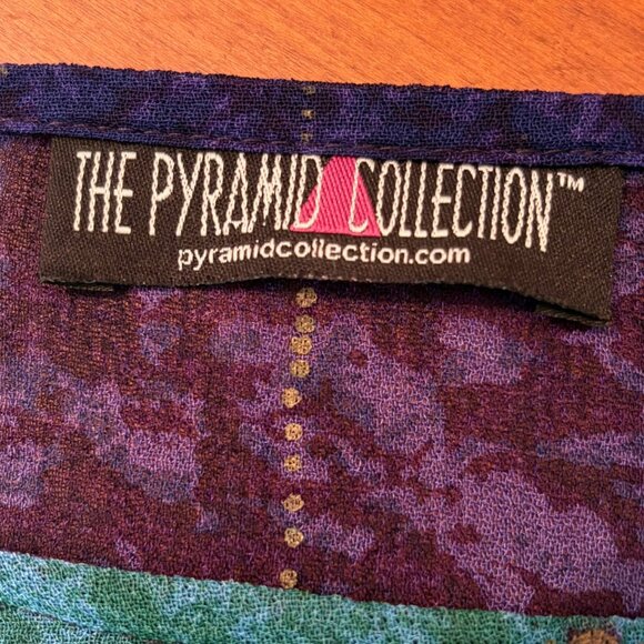 The Pyramid Collection Asymmetrical Crinkle Multicolor Textured Tunic One Size - Picture 11 of 12